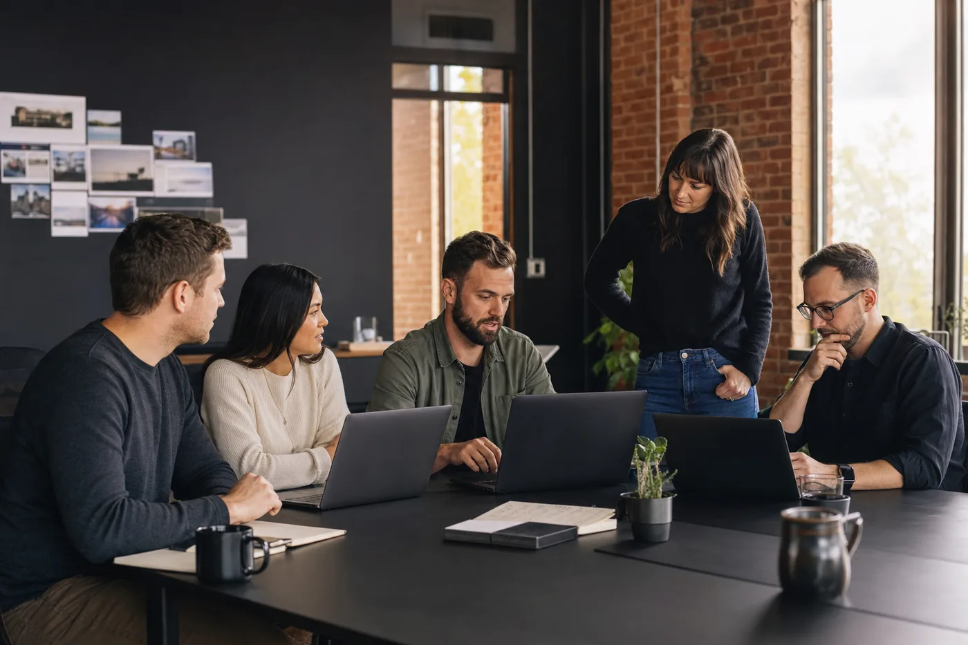 A marketing team collaborating