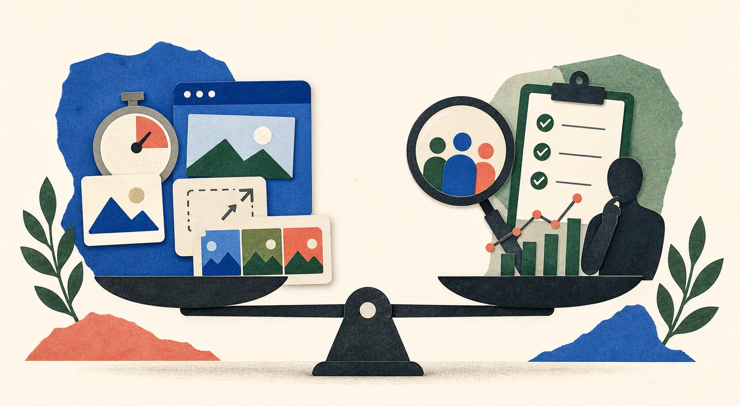 Fast ad generation and resizing are balanced against the separate need for independent evaluation and market proof.