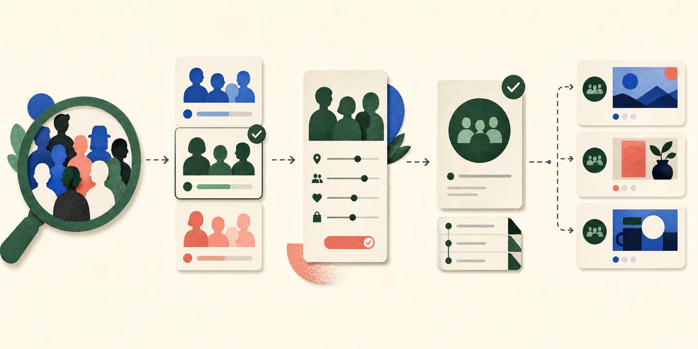 An audience segment is compared, refined, saved, versioned, and reused consistently across multiple creative tests.