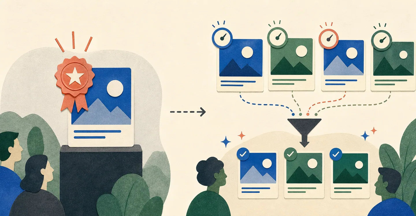 Distributed confidence across several ads produces a more reliable shortlist than one overconfident winner selection.